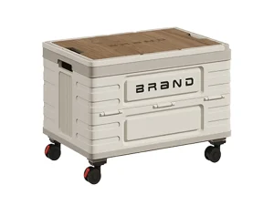 Camping Foldable Storage Box Latch or Wooden Lid Car Boot Tent Outdoor Organiser