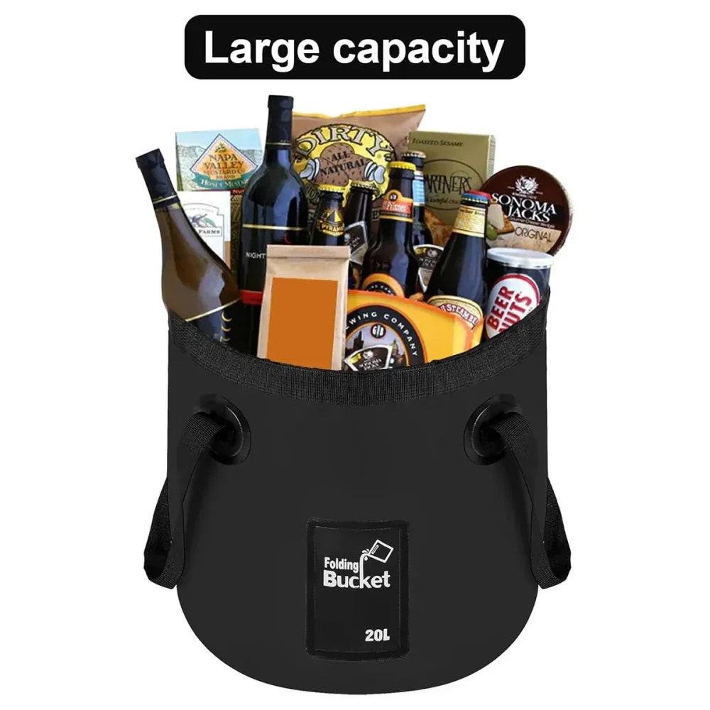20L Portable Folding Bucket Water Container Camping Hiking Fishing Water Storage