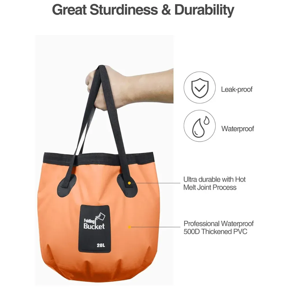 20L Portable Folding Bucket Water Container Camping Hiking Fishing Water Storage