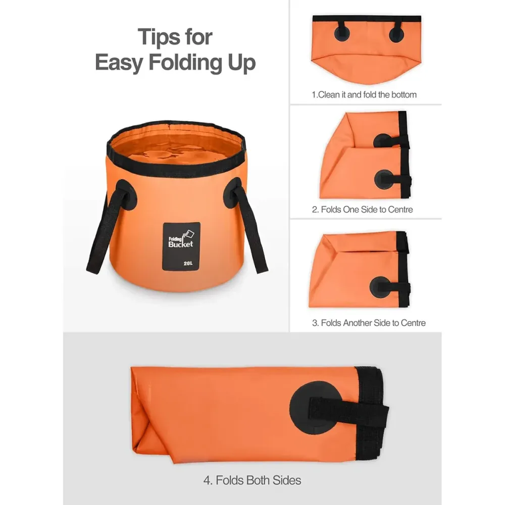 20L Portable Folding Bucket Water Container Camping Hiking Fishing Water Storage