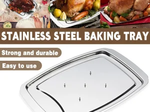 Stainless Steel Grill Plate Meat Roasting Tray with Spikes Barbecue Rack Tool