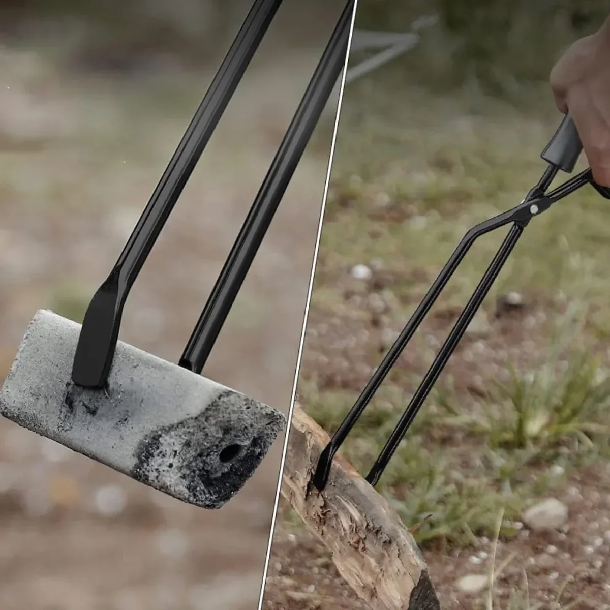 Barbecue Charcoal Tongs Fire Lifting Tool Metal Clamp For Outdoor Cooking Grill