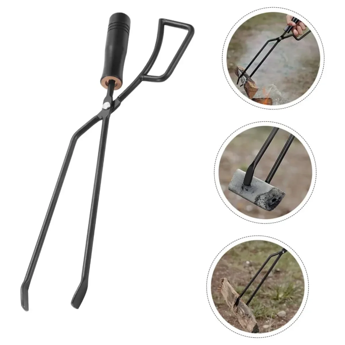 Barbecue Charcoal Tongs Fire Lifting Tool Metal Clamp For Outdoor Cooking Grill