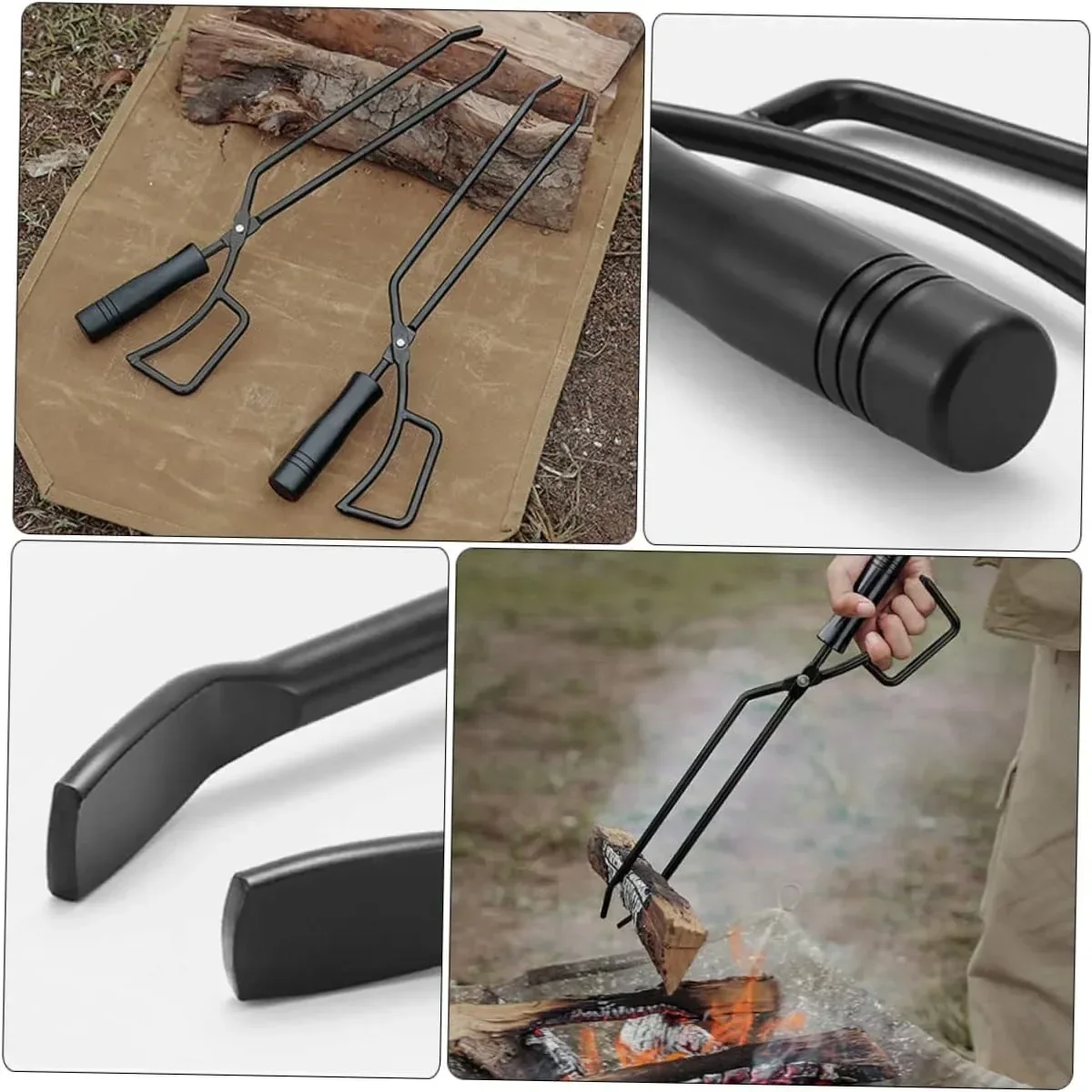Barbecue Charcoal Tongs Fire Lifting Tool Metal Clamp For Outdoor Cooking Grill
