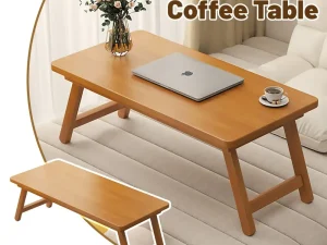 Bamboo Folding Side Table Portable Space Saving Easy Storage Stable Structure