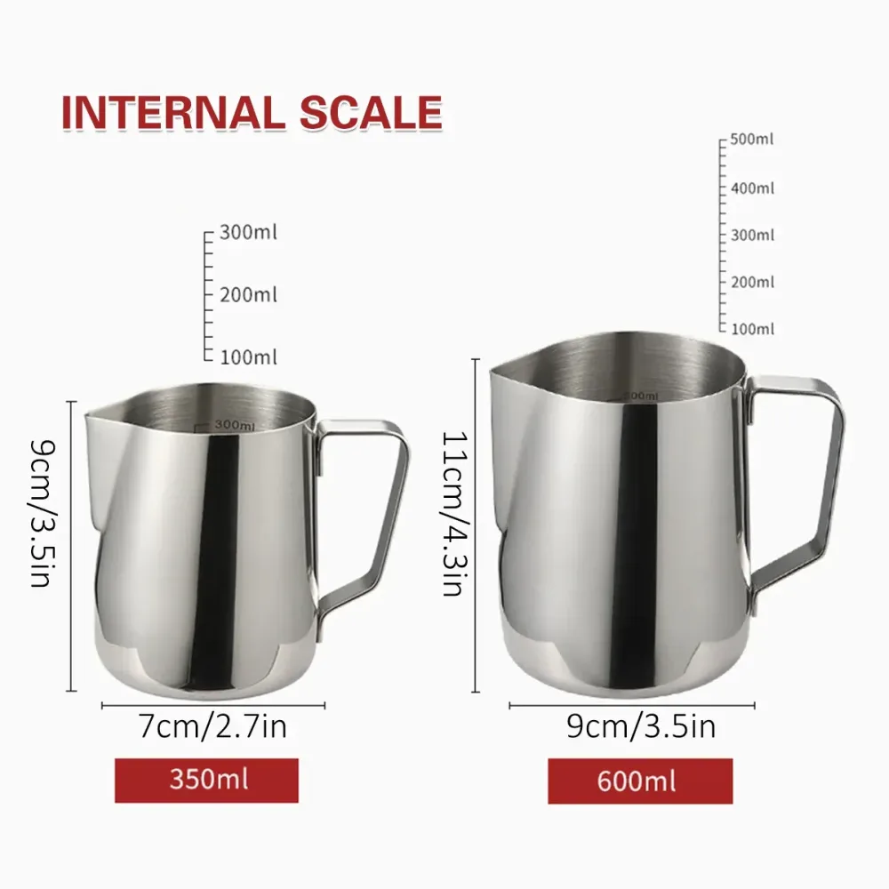 Stainless Steel Latte Art Cup 350ml 600ml Milk Frothing Pitcher Coffee Barista