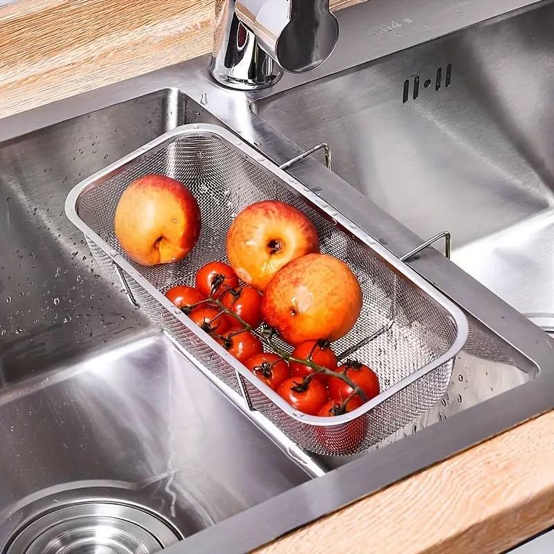 Stainless Steel Sink Drainer Basket Rack for Kitchen Dish Drying and Storage