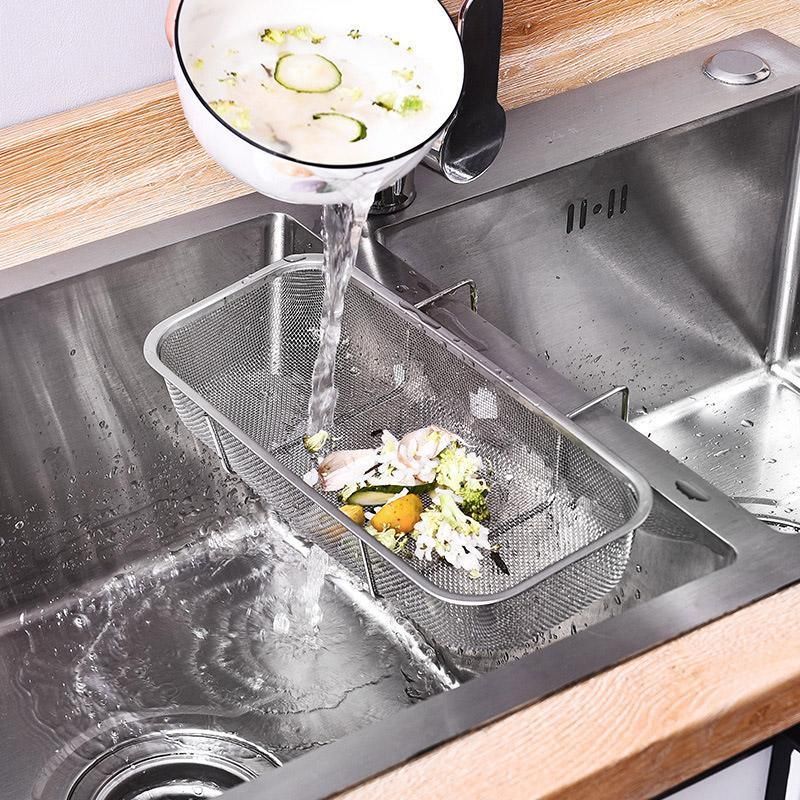 Stainless Steel Sink Drainer Basket Rack for Kitchen Dish Drying and Storage