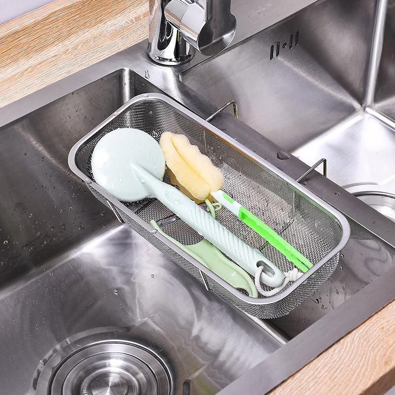 Stainless Steel Sink Drainer Basket Rack for Kitchen Dish Drying and Storage