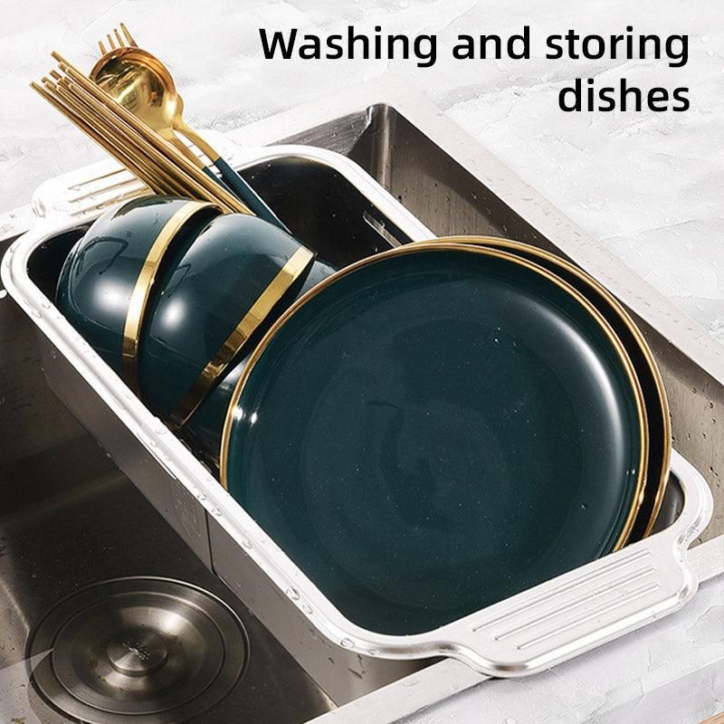 304 Stainless Steel Retractable Sink Drain Basket Kitchen Storage Rack