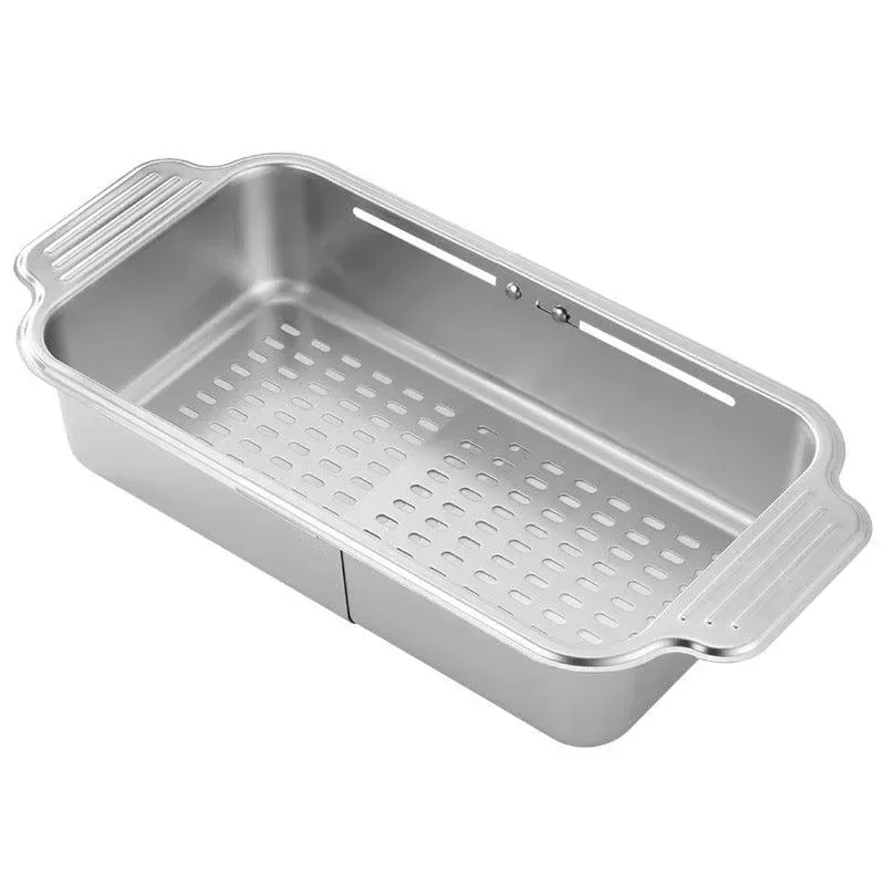 304 Stainless Steel Retractable Sink Drain Basket Kitchen Storage Rack