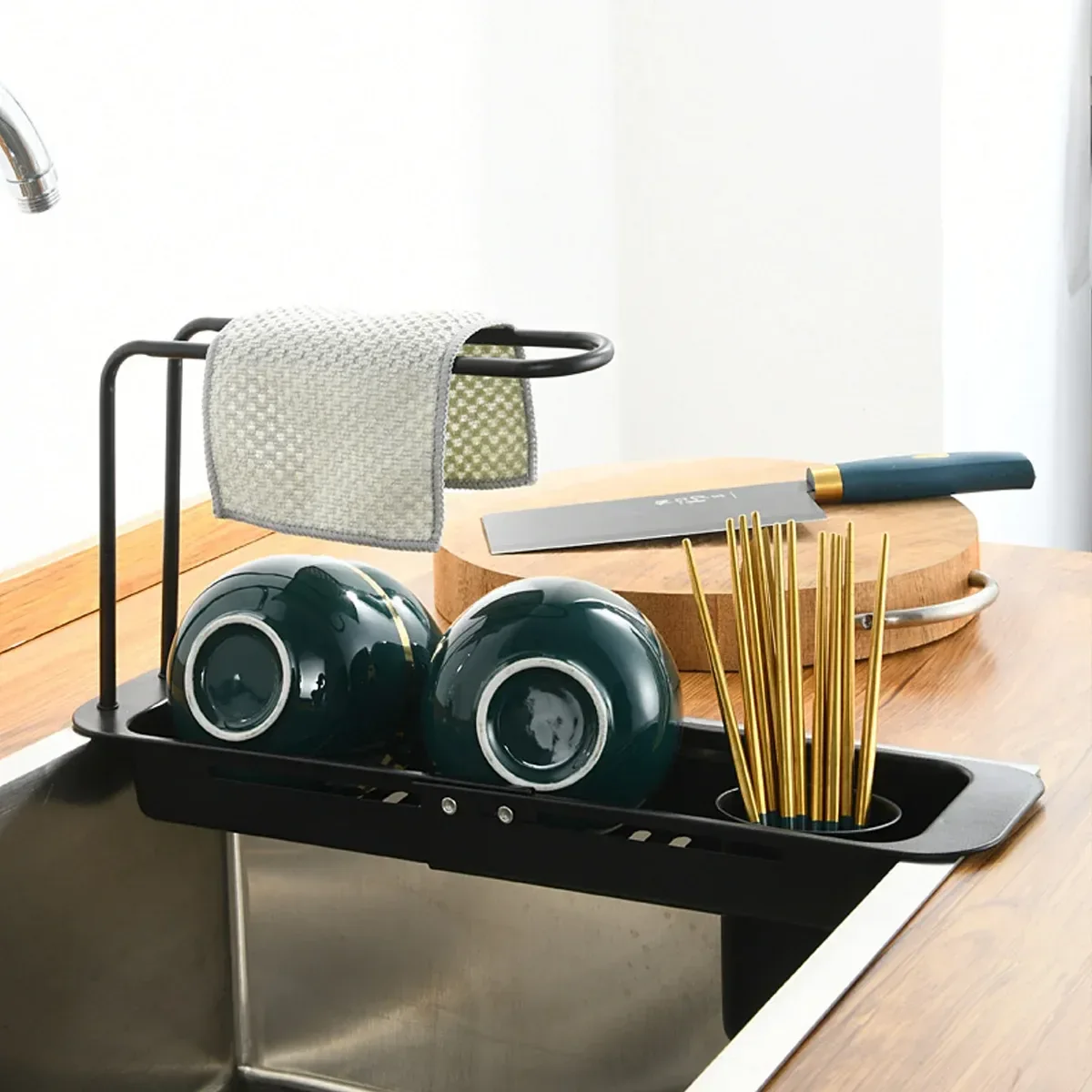 Retractable Stainless Steel Kitchen Sink Drain Rack Kitchen Counter Storage