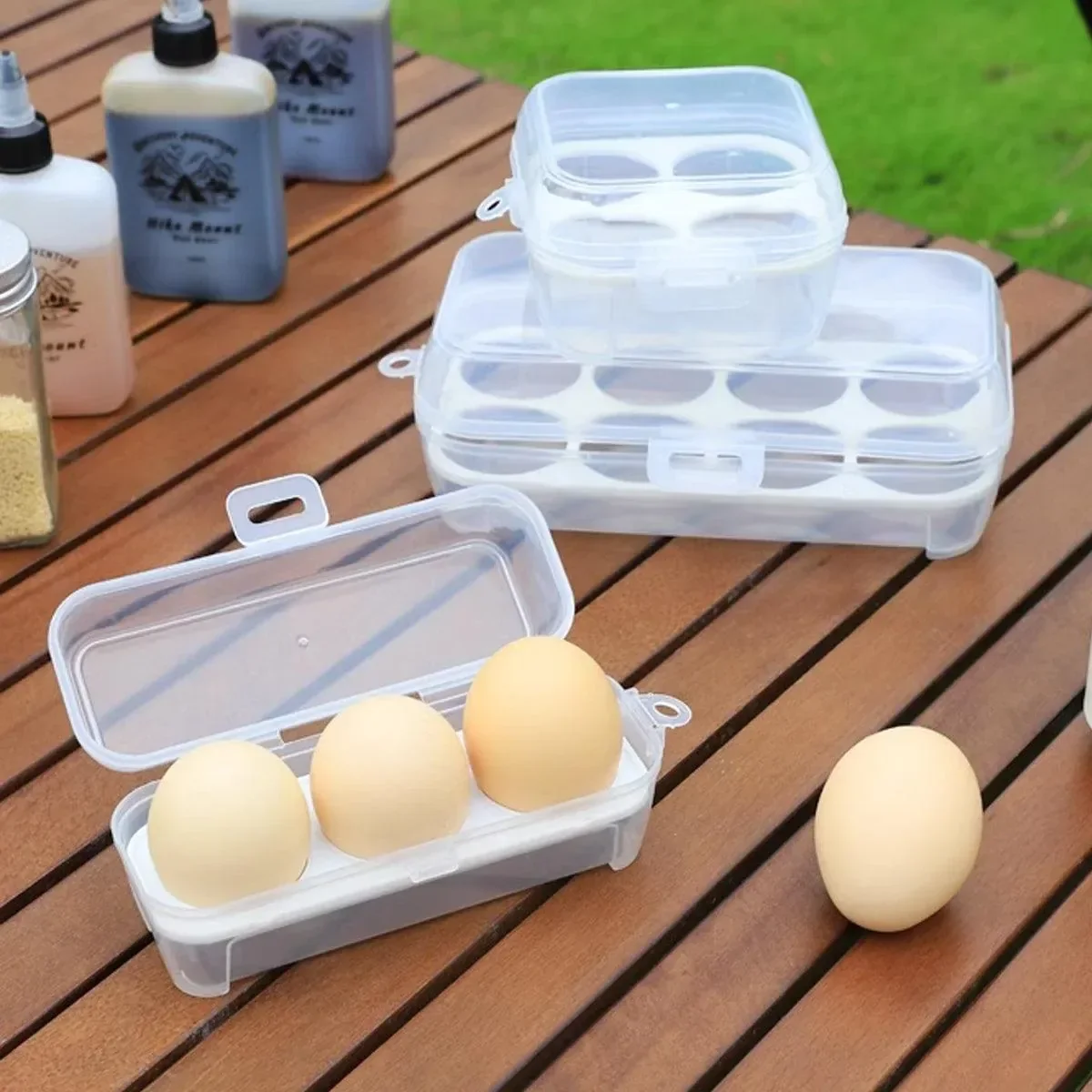 6PCS Portable Egg Storage Box Shockproof Sealed Plastic With Lid Camping Box