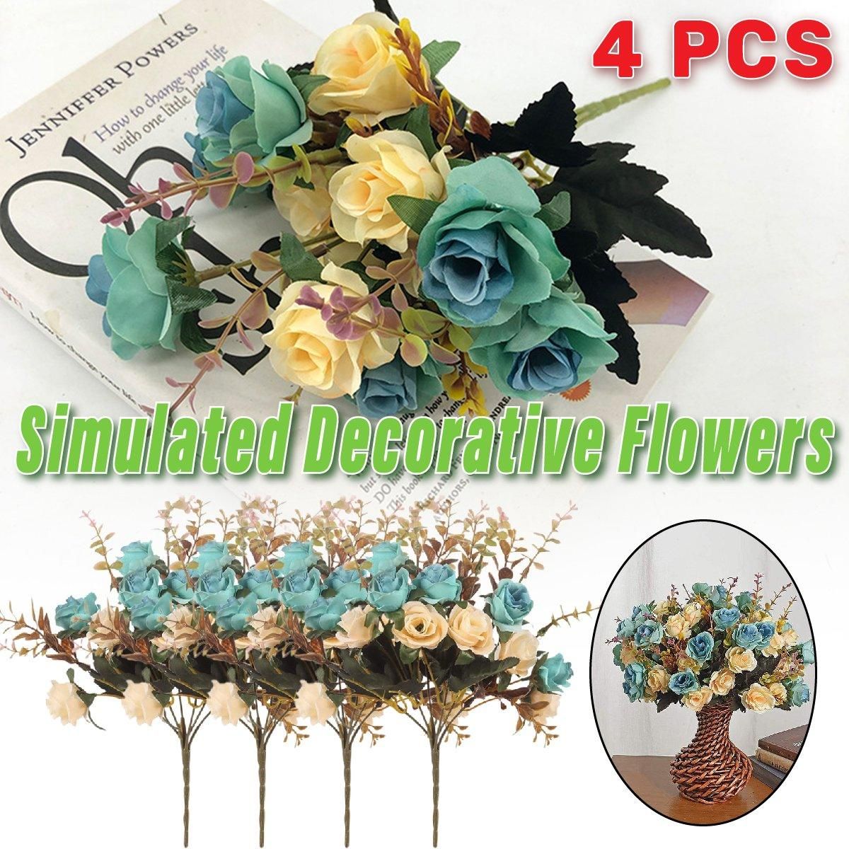 4pcs Artificial Flowers Home Decoration Floral Arrangement for Living Room Decor