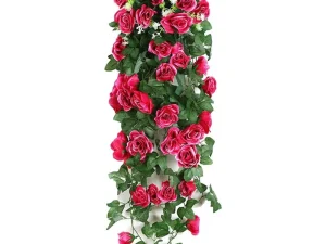 2PCS Artificial Rose Flower Garland Hanging Vine Home Wall Decor Fake Rattan