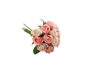 12 Heads Silk Rose Artificial Flowers Fake Bouquet - Champagne