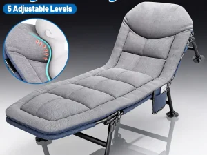 Folding Bed Single Model Dark Grey For Office Nap Camping Travel Midday Rest Use