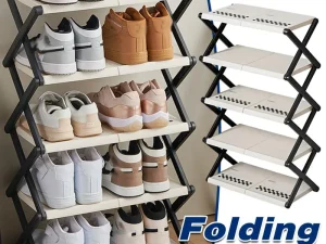 5 Tier Folding Shoe Rack Simple Shoe Storage Organizer for Home and Closet Use