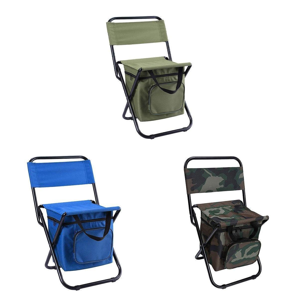 Folding Camping Chair w/ Storage Bag Lightweight Portable Outdoor Fishing Stool