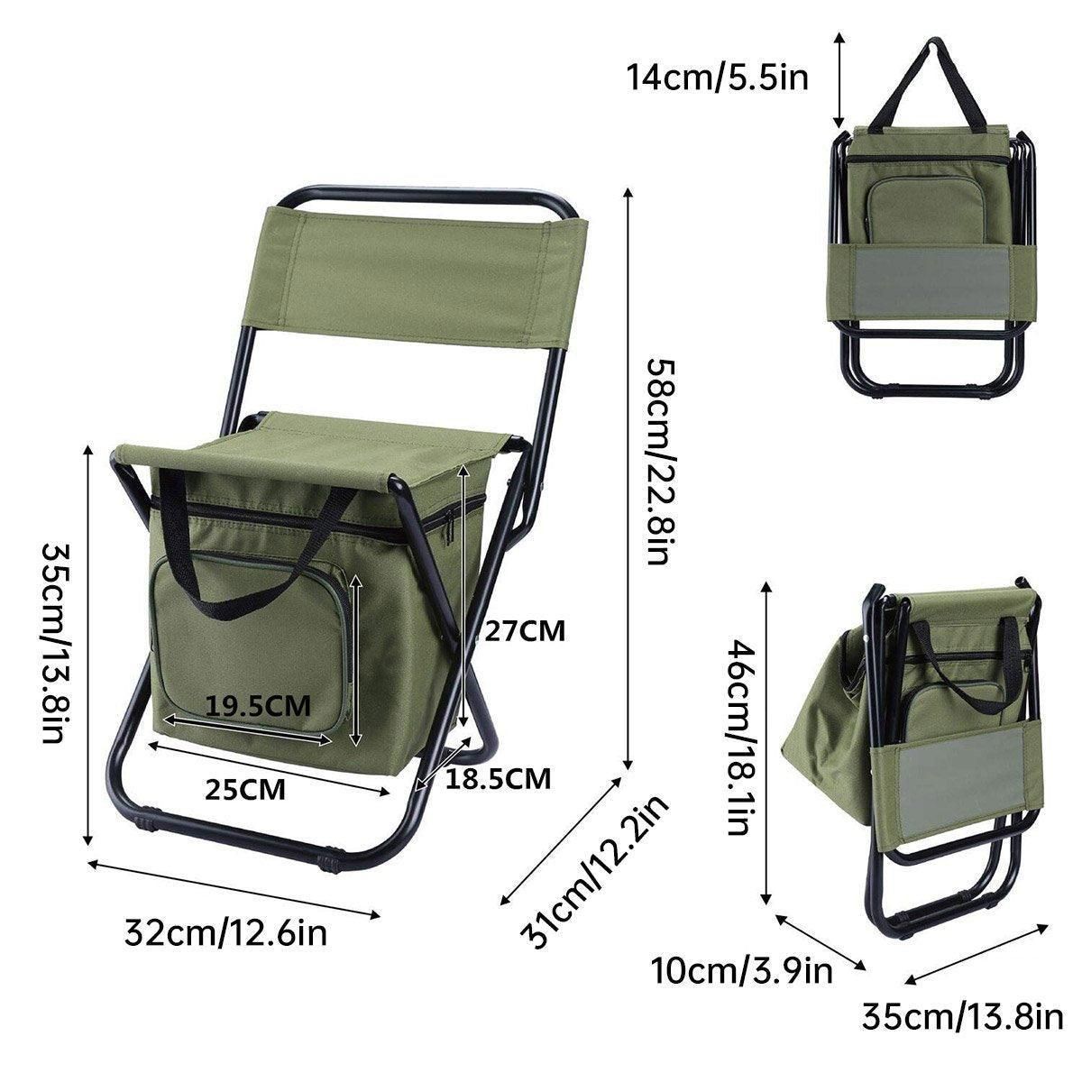 Folding Camping Chair w/ Storage Bag Lightweight Portable Outdoor Fishing Stool