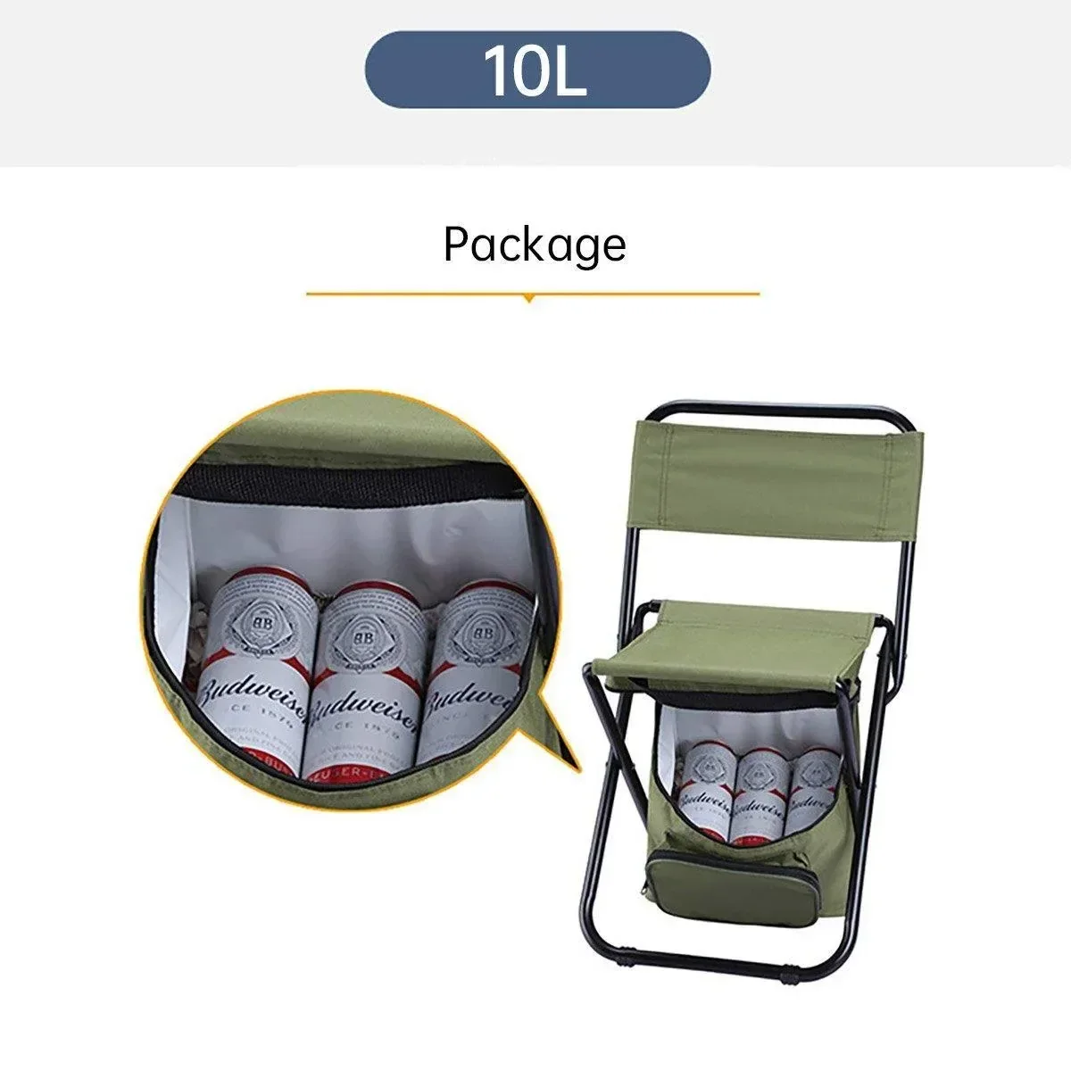 Folding Camping Chair w/ Storage Bag Lightweight Portable Outdoor Fishing Stool