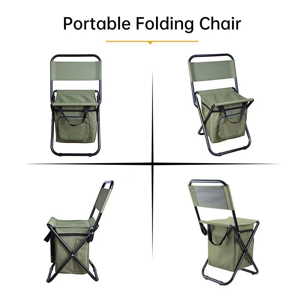 Folding Camping Chair w/ Storage Bag Lightweight Portable Outdoor Fishing Stool