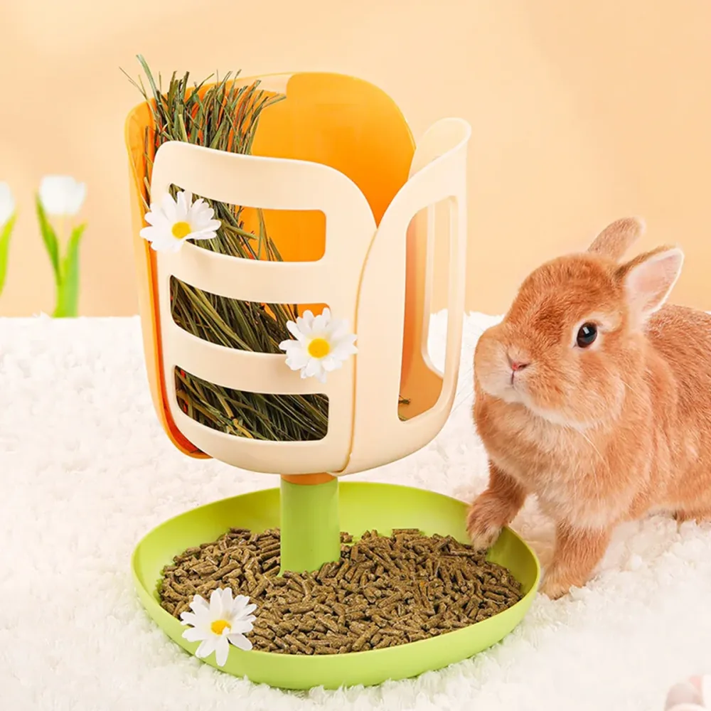 Rabbit Hay Rack Feeder Hay Bowl Food Container Anti Waste Easy Clean Durable