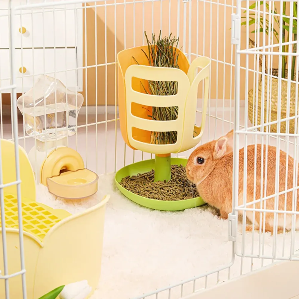 Rabbit Hay Rack Feeder Hay Bowl Food Container Anti Waste Easy Clean Durable