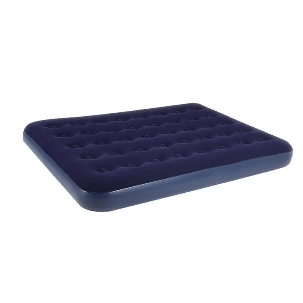 Single Inflatable Airbed 186x96cm Easy Inflate Flocked Air Mattress for Camping