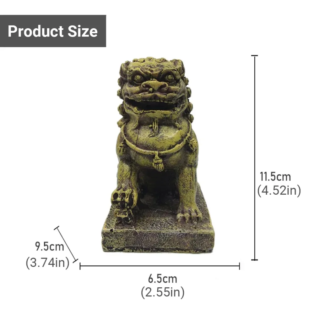 Resin Guardian Lion Statue Ornament Aquarium Decor Fish Tank Desktop Display