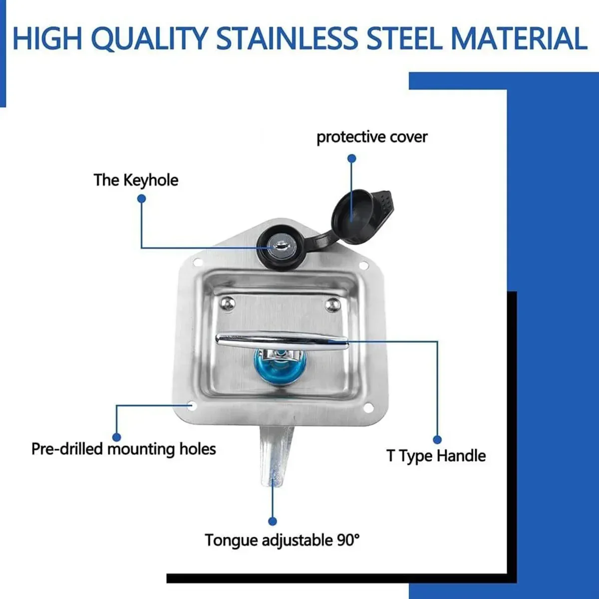 Car Trailer Stainless Steel Toolbox Lock Anti Rust Secure For Truck Van Storage