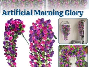 3PCS Artificial Morning Glory Vine Hanging Wall Decoration Flower Decor Garden