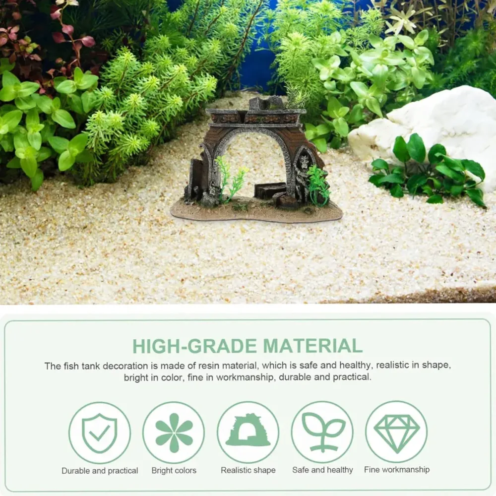 Fish Tank Landscape Archway Door Plate Decoration Fish Shrimp Shelter Aquarium