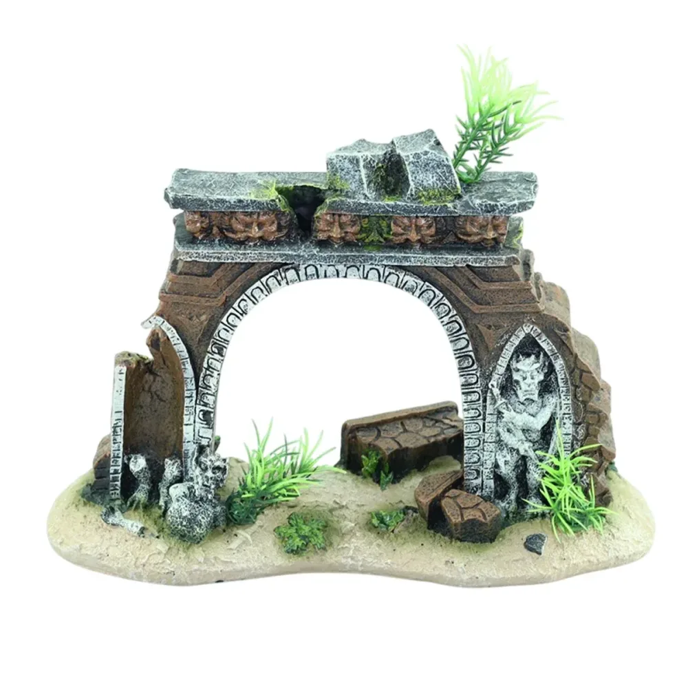 Fish Tank Landscape Archway Door Plate Decoration Fish Shrimp Shelter Aquarium