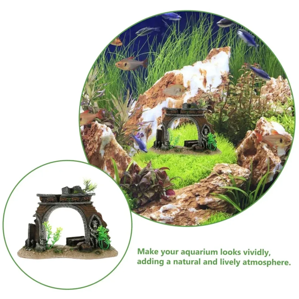 Fish Tank Landscape Archway Door Plate Decoration Fish Shrimp Shelter Aquarium