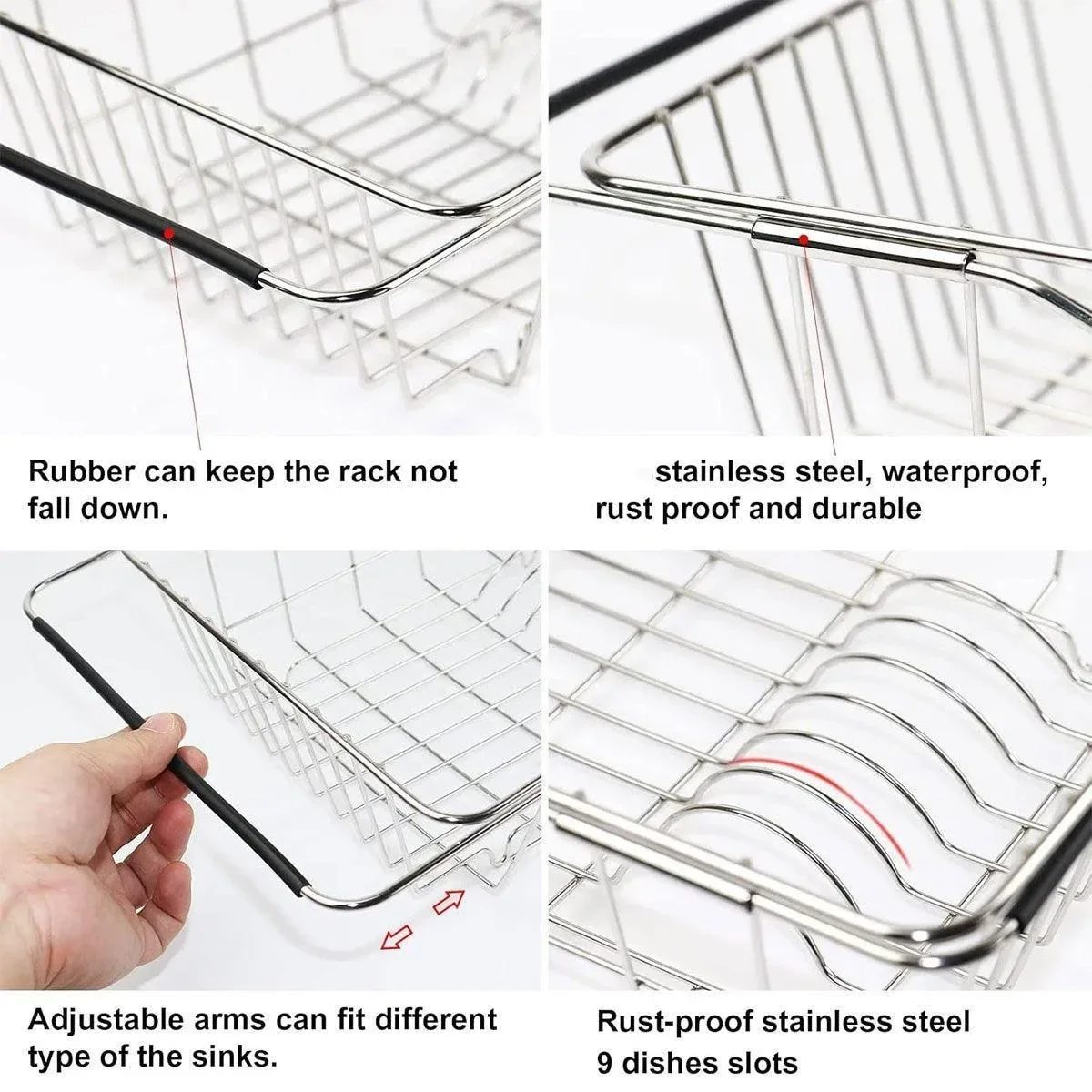 Stainless Steel Sink Draining Basket Telescopic Dish Rack Kitchen Storage Holder