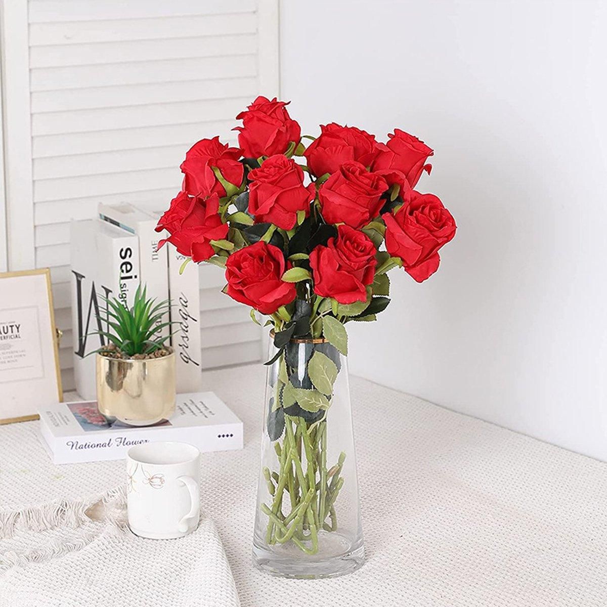 10pcs Artificial Silk Simulation Rose Flowers - Wedding Party Home Decorations