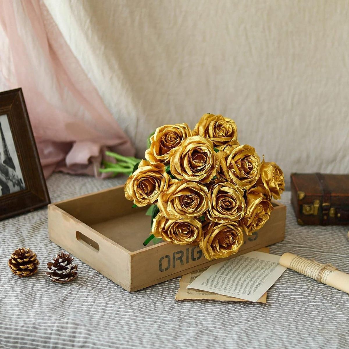 10pcs Artificial Silk Simulation Rose Flowers - Wedding Party Home Decorations