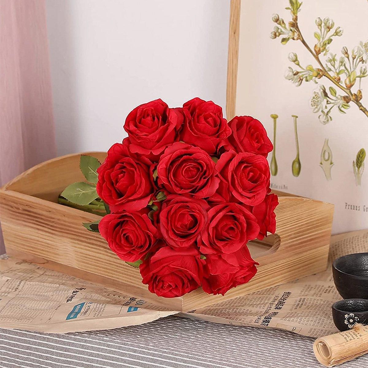 10pcs Artificial Silk Simulation Rose Flowers - Wedding Party Home Decorations