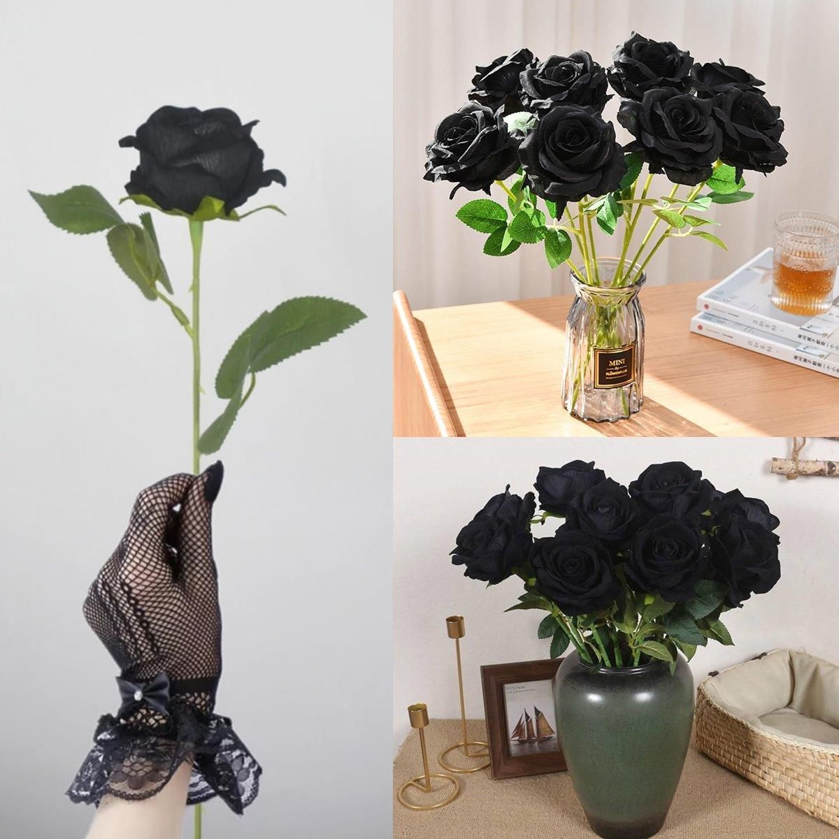 10pcs Artificial Silk Simulation Rose Flowers - Wedding Party Home Decorations