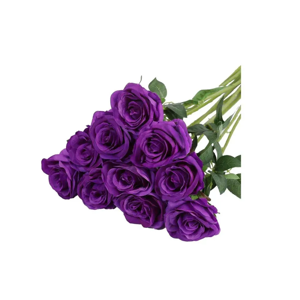 10pcs Artificial Silk Simulation Rose Flowers - Wedding Party Home Decorations
