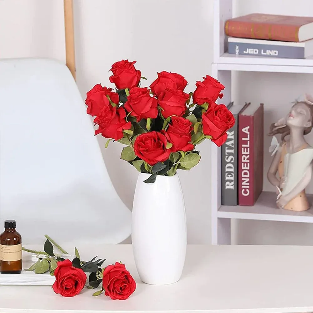 10pcs Artificial Silk Simulation Rose Flowers - Wedding Party Home Decorations