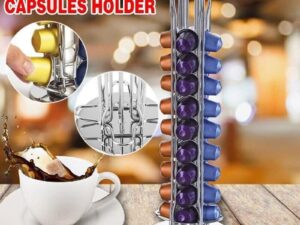40 Capsules Rotating Coffee Pod Holder Rack for Nespresso Chrome Countertop