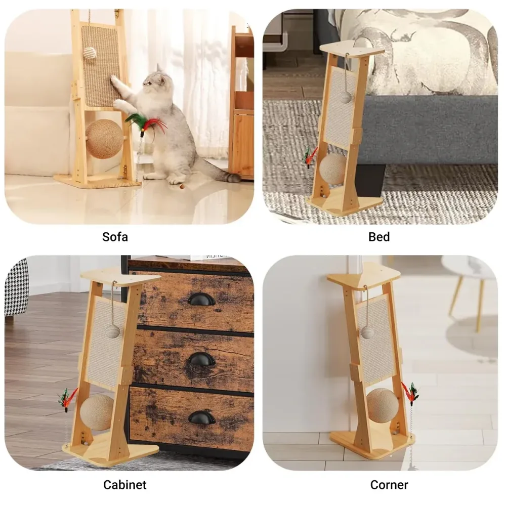 Cat Scratch Board Upright Claw Grinding Post Corner Scratching Column For Indoor