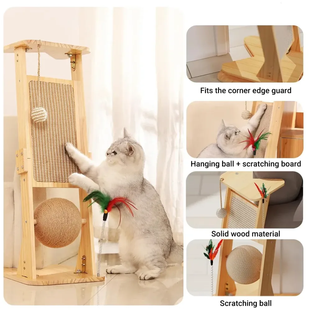 Cat Scratch Board Upright Claw Grinding Post Corner Scratching Column For Indoor