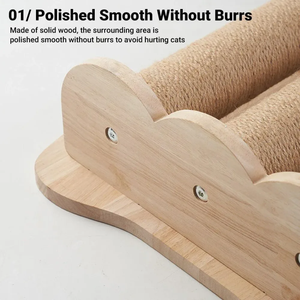 2Style Wood Wall-Mounted Natural Sisal Rope Cat Scratching Claw Grinding Pet Toy