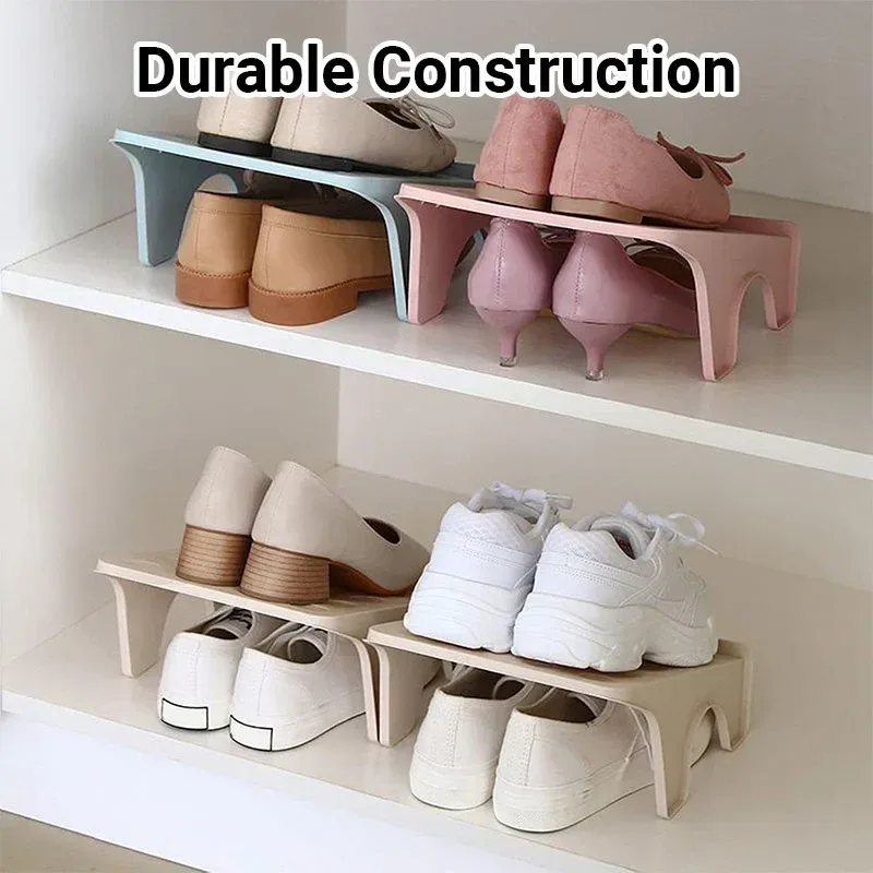 5pcs Double Layer Shoe Rack Simple Storage Organizer Space Saving Shoe Holder