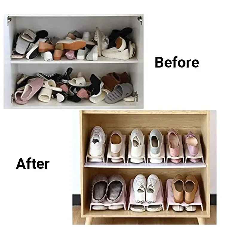 5pcs Double Layer Shoe Rack Simple Storage Organizer Space Saving Shoe Holder