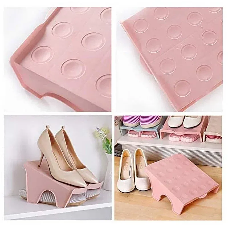 5pcs Double Layer Shoe Rack Simple Storage Organizer Space Saving Shoe Holder