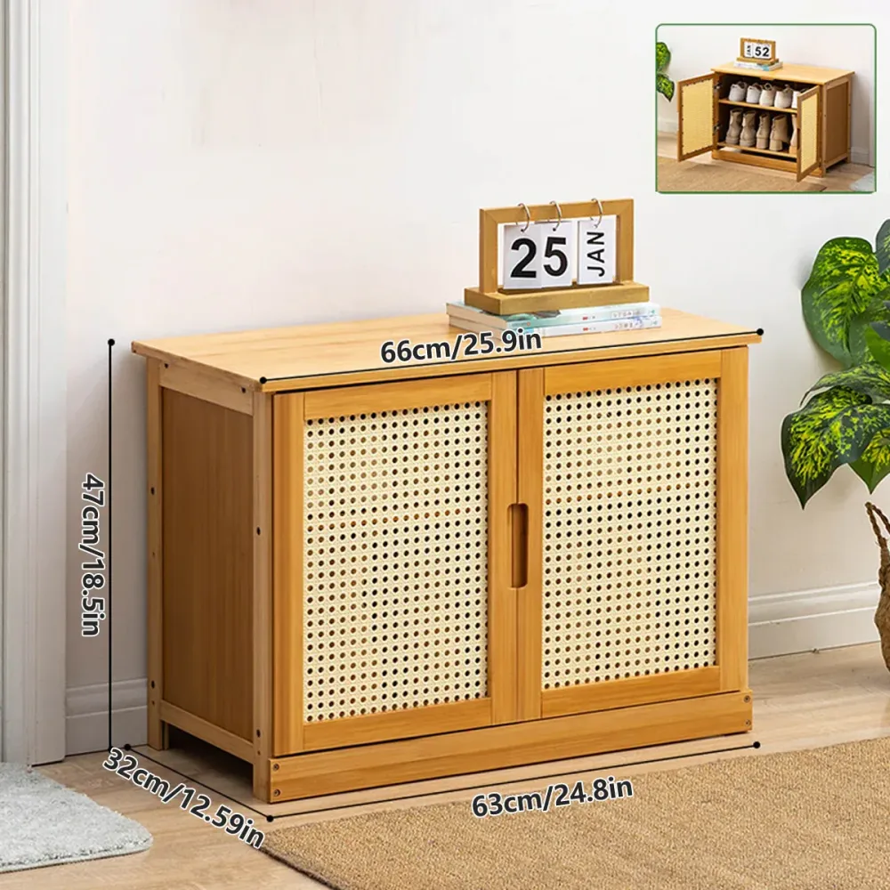 Shoe Changing Cabinet Bamboo Material Space Saving for Entryway Hallway Home Use